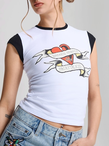 Ed Hardy T-Shirt 'Broken Hearts' in Weiß