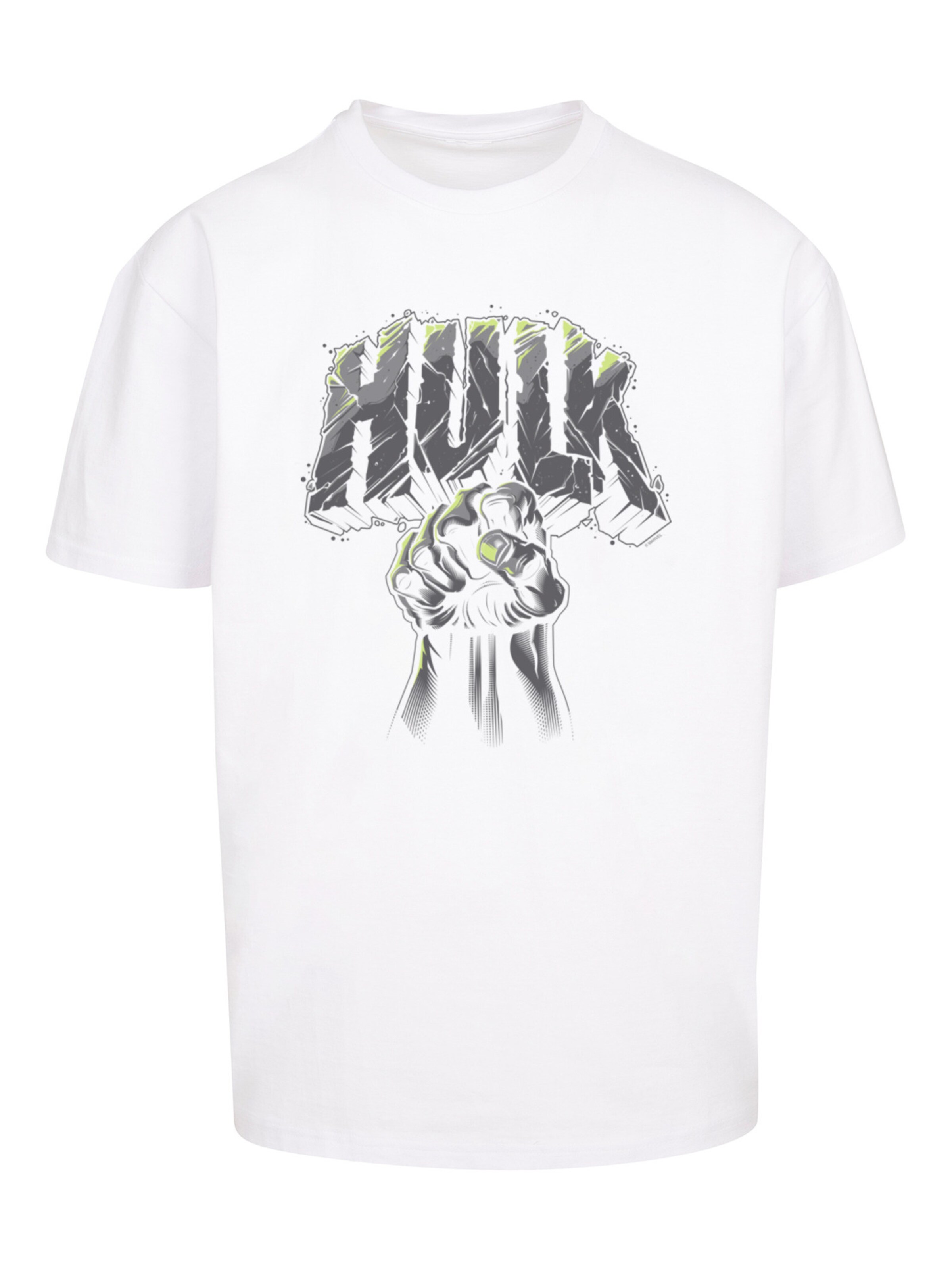 T-Shirt 'Marvel Hulk Punch Logo' F4NT4STIC en blanc : devant