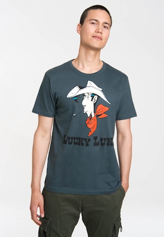 LOGOSHIRT Shirt 'Lucky Luke Portrait' in Blue: front