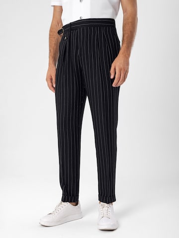 Antioch Tapered Pleat-front trousers in Black: front