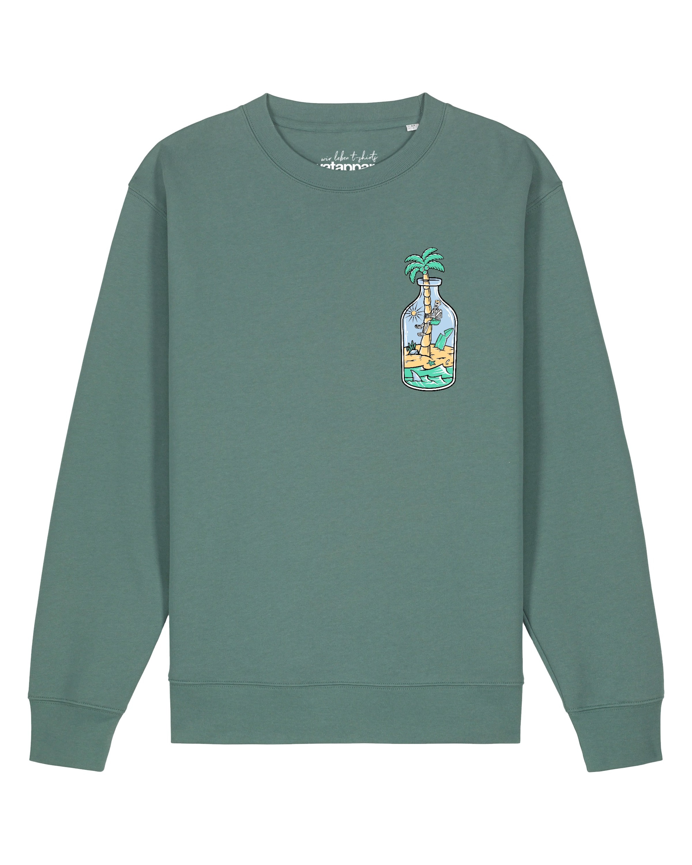 Watapparel Sweatshirt 'Holiday In A Bottle' in Groen: voorkant