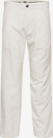 SELECTED HOMME Pleat-Front Pants in White: front