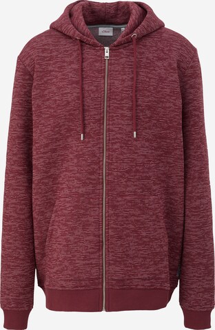 s.Oliver Men Tall Sizes Zip-Up Hoodie in Red: front