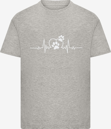 F4NT4STIC Shirt 'Heartbeat Dog Love' in Grijs: voorkant