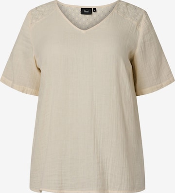 Zizzi Bluse 'Vvivu' i beige: forside