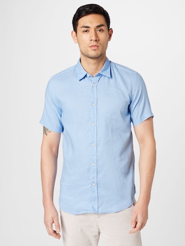 BOSS Black Regular fit Button Up Shirt 'Ross' in Blue: front