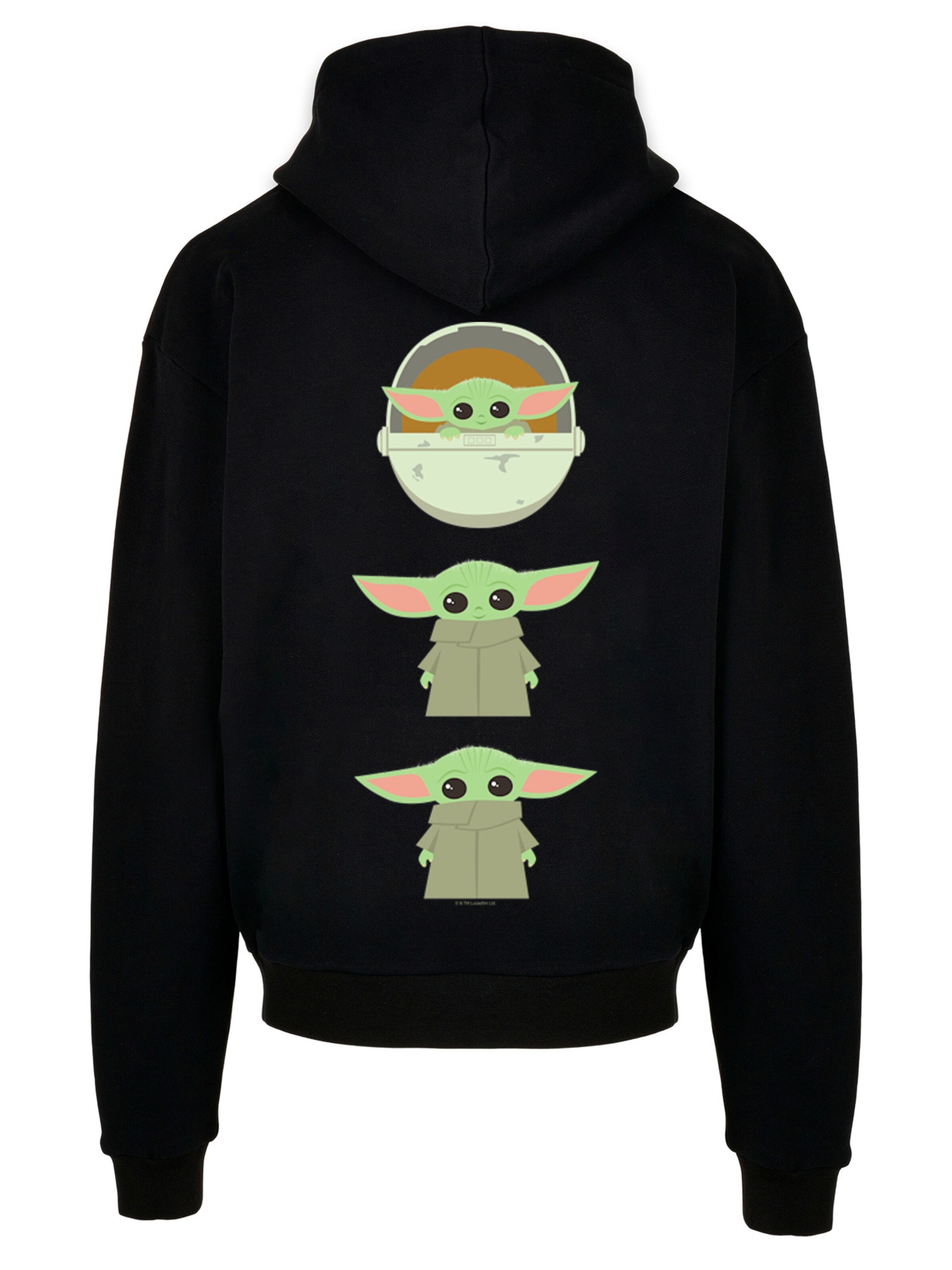 F4NT4STIC Sweatshirt 'Star Wars The Mandalorian The Child Poses' in Zwart: voorkant