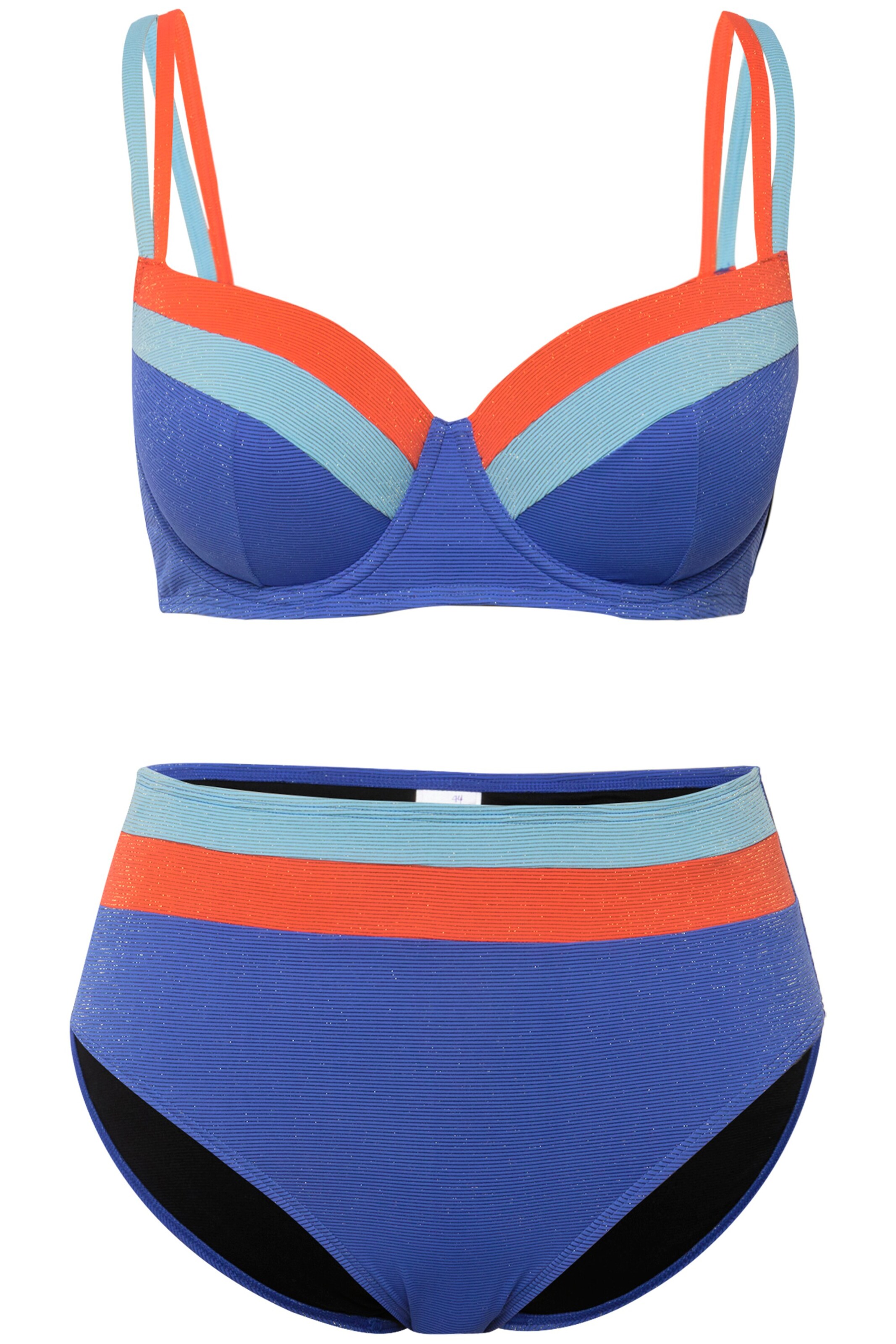 Ulla Popken T-shirt Bikini in Blauw: voorkant