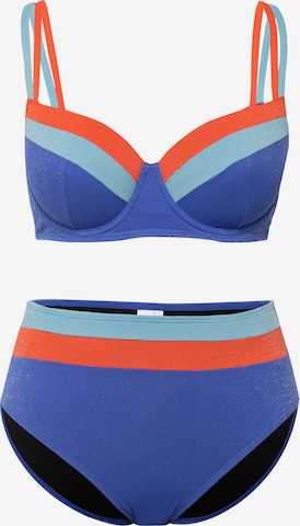 Ulla Popken T-shirt Bikini in Blauw: voorkant