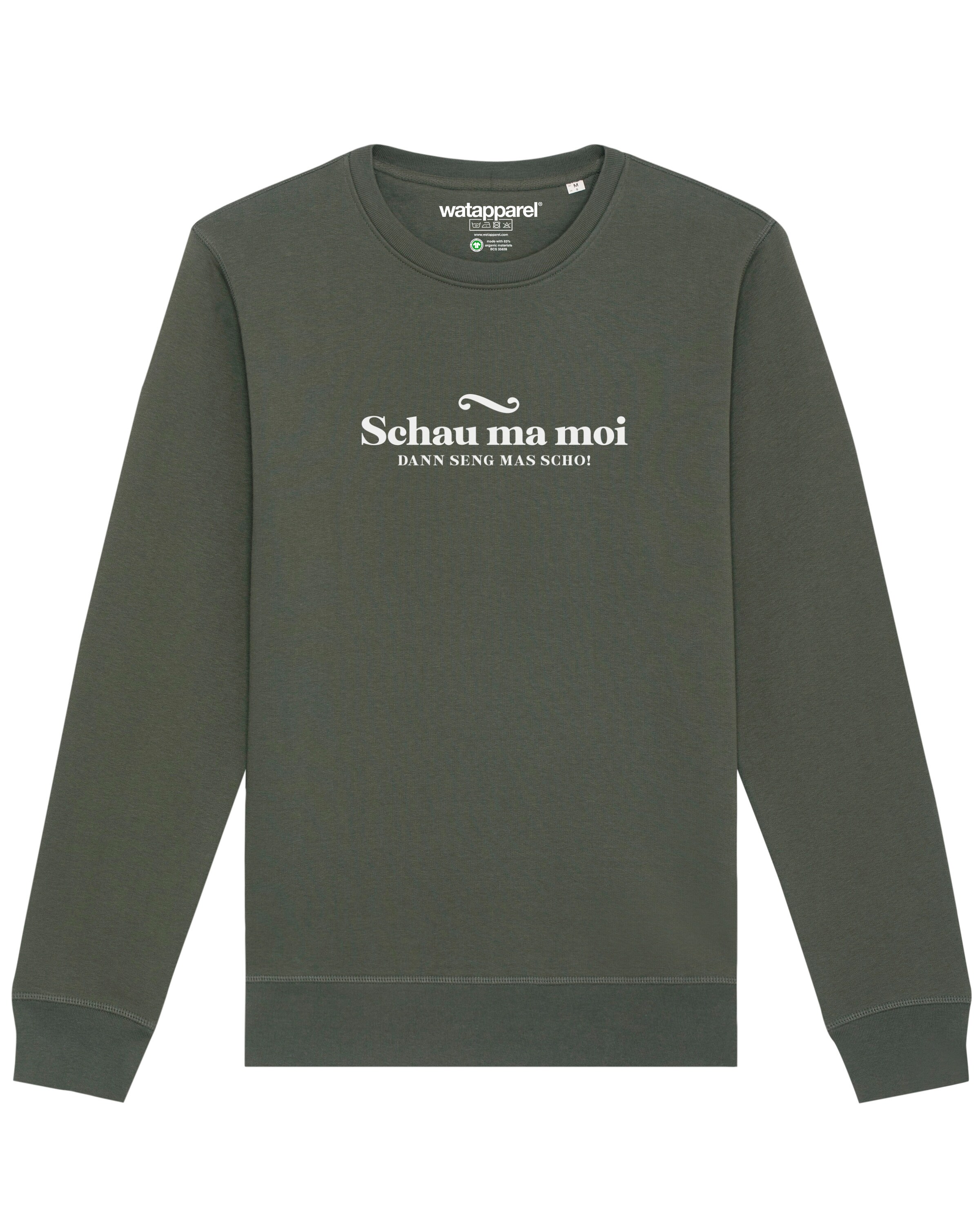 Watapparel Sweatshirt 'Schau ma moi dann seng mas scho' in Green: front