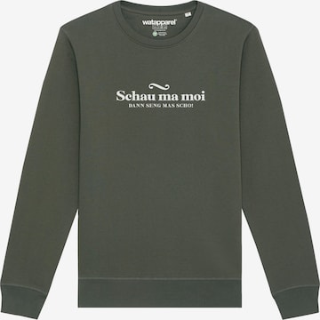 Watapparel Sweatshirt 'Schau ma moi dann seng mas scho' in Grün: Vorderseite