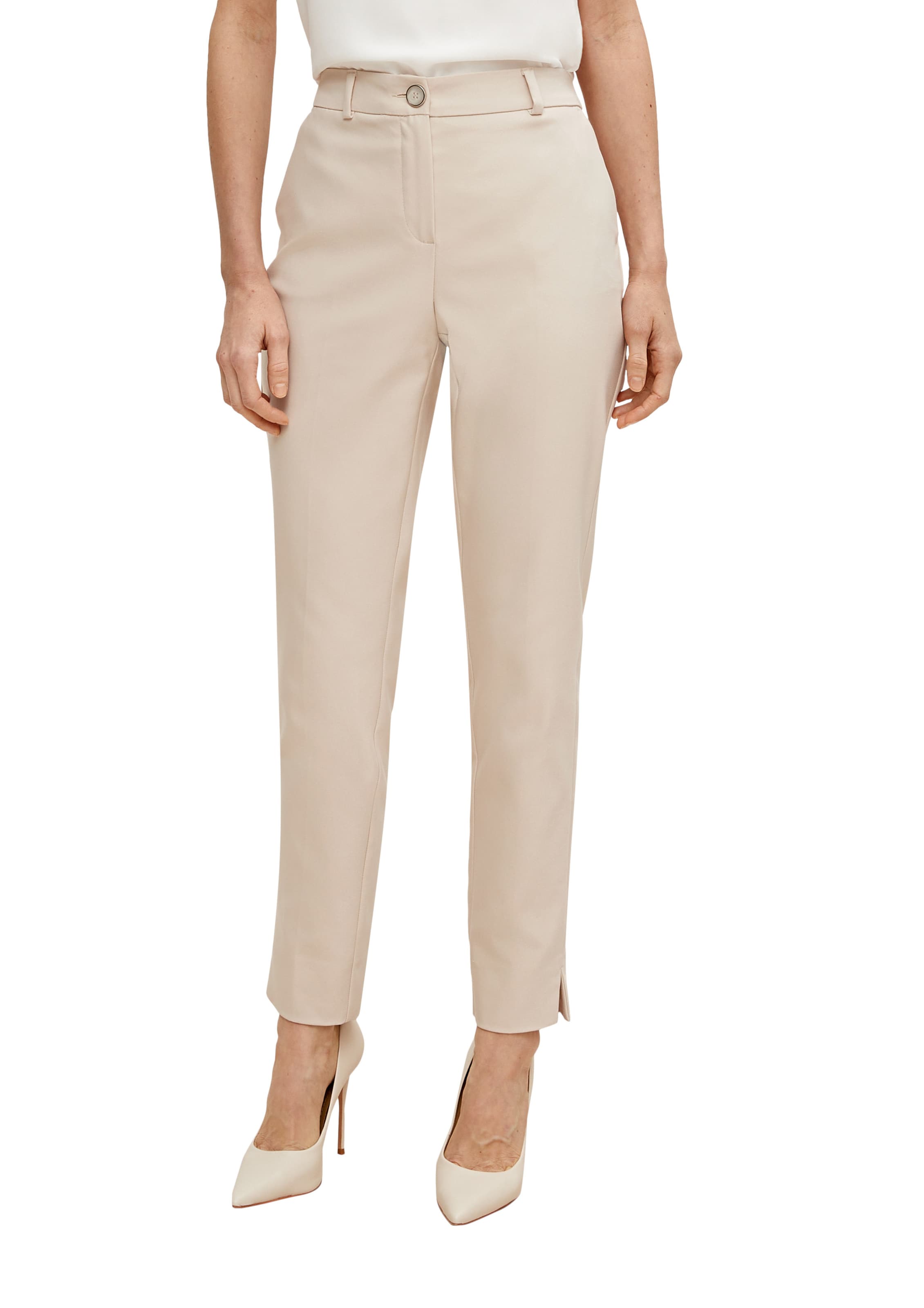 COMMA - Tapered Pantalón de pinzas en beige: frente