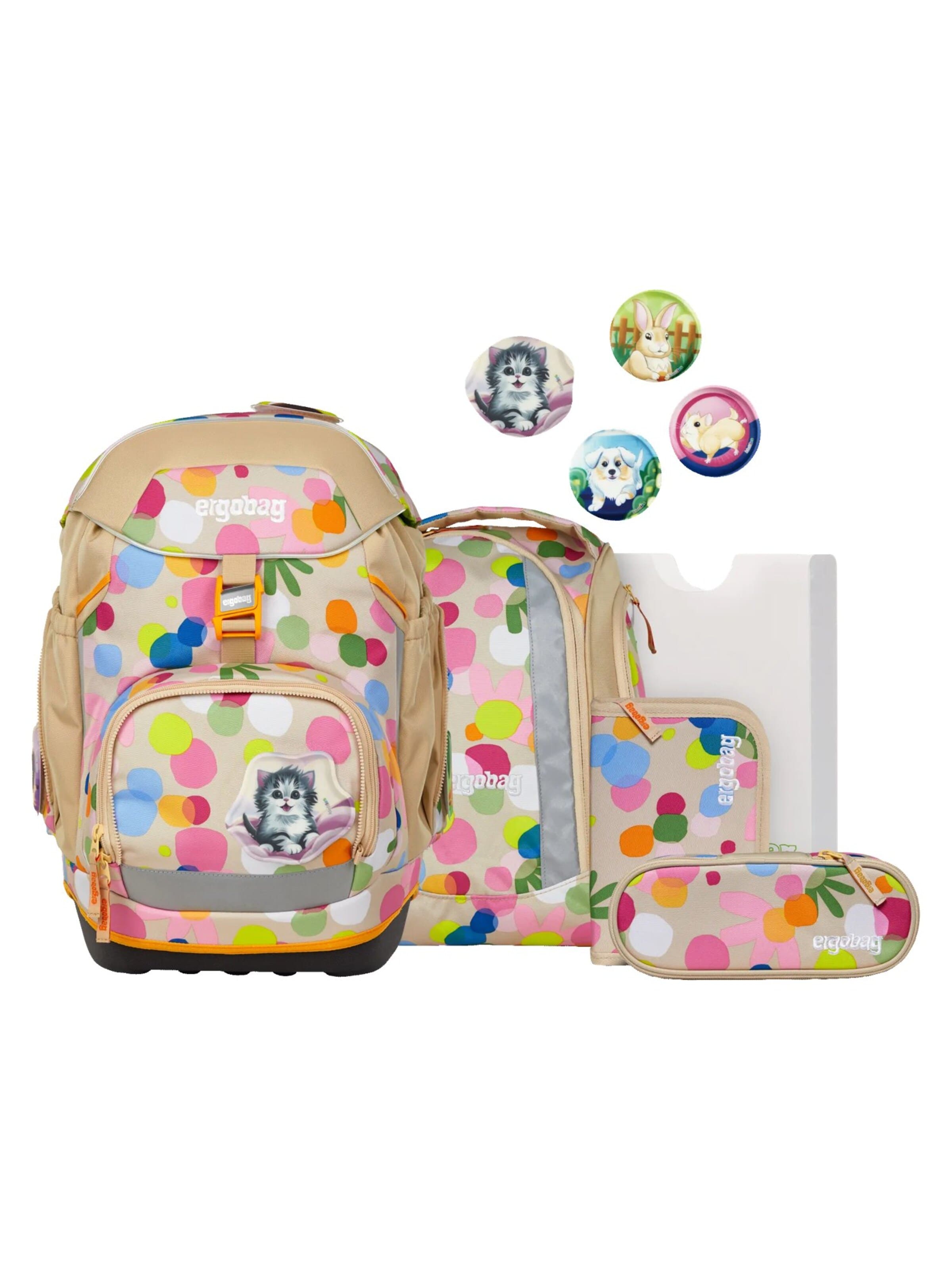 ergobag Backpack 'Schulranzen-Set pack Set' in Beige: front