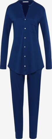 Hanro Pyjama ' Pure Essence ' in Blauw: voorkant