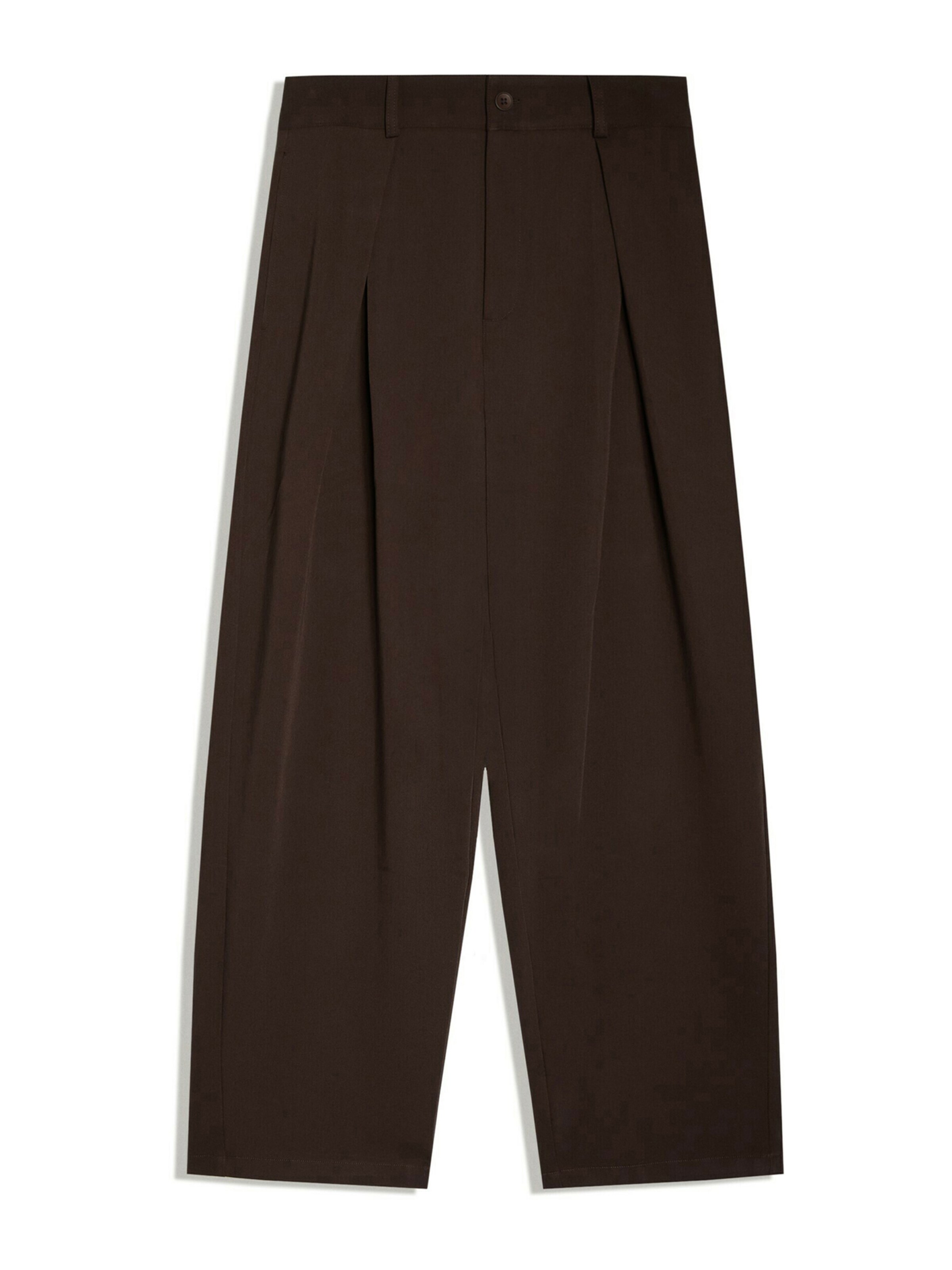 Bershka Baggy Élére vasalt nadrágok - barna: elől