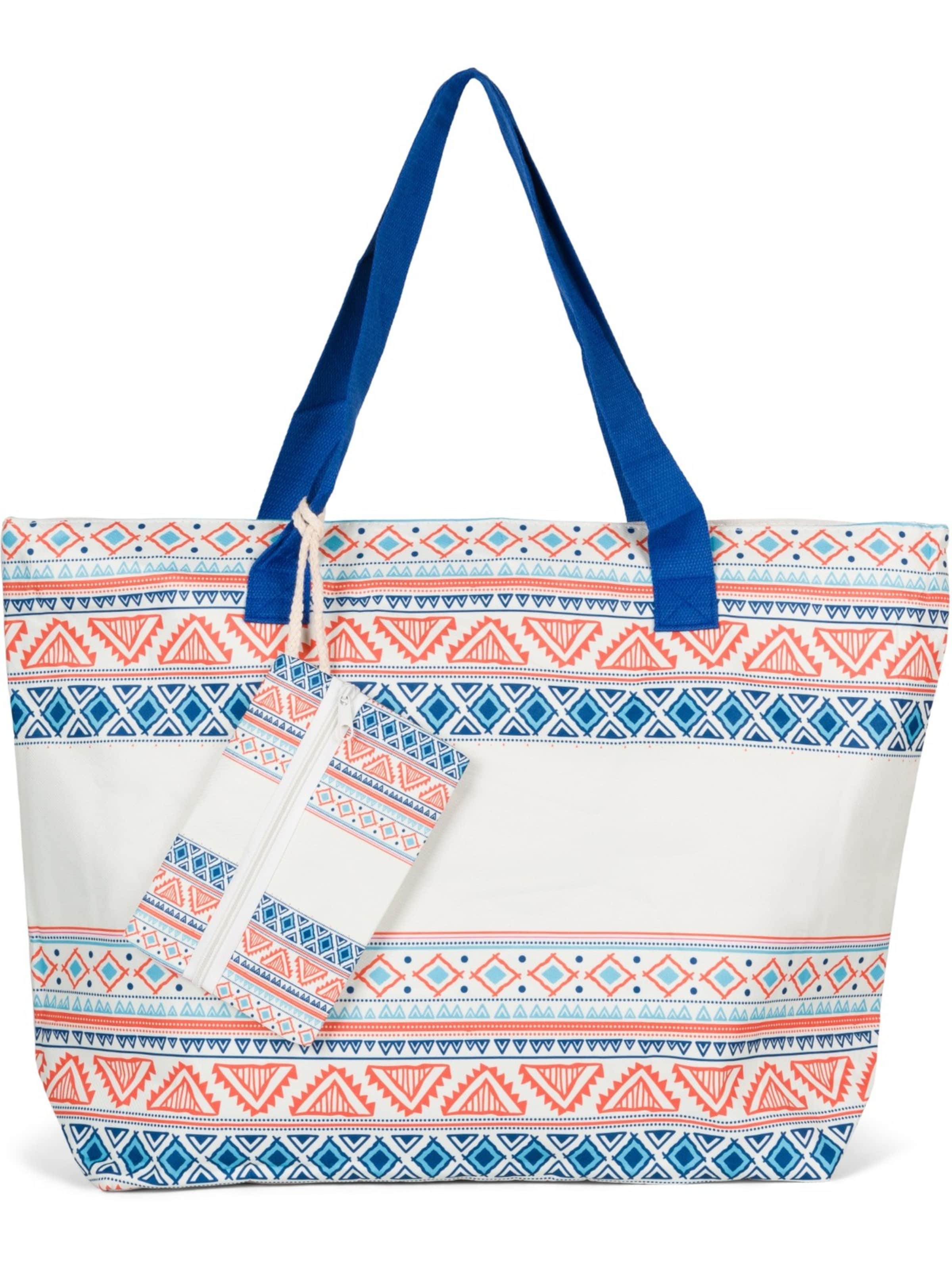 styleBREAKER Strandtasche 'Strandtasche Azteken Muster - Boho'‌‌‌ in dunkelblau, Produktansicht