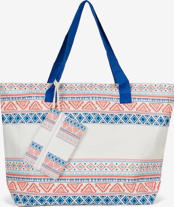 styleBREAKER Strandtasche 'Strandtasche Azteken Muster - Boho' in Blau: Vorderseite
