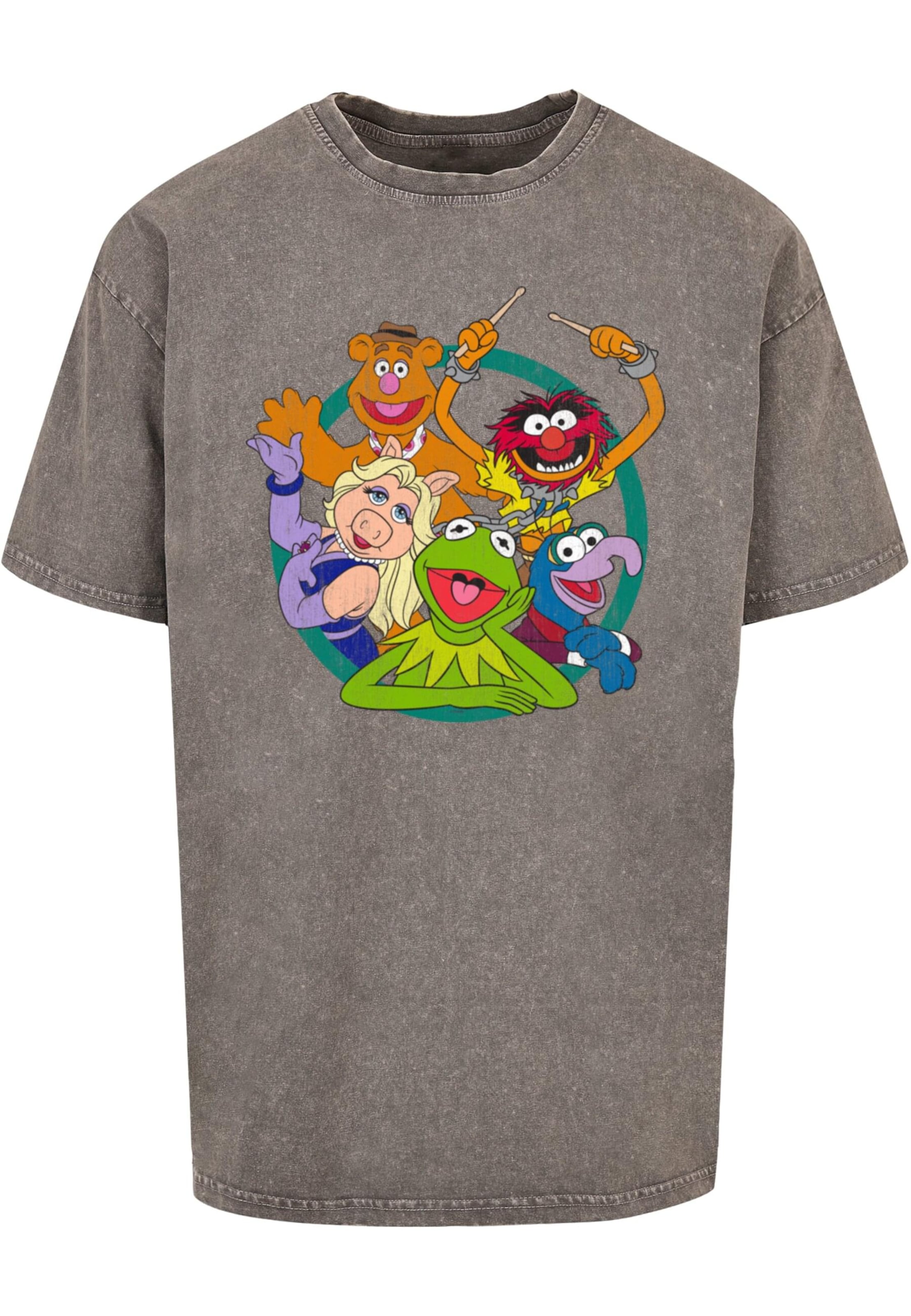 ABSOLUTE CULT Shirt 'Muppets - Group Circle' in Grijs: voorkant