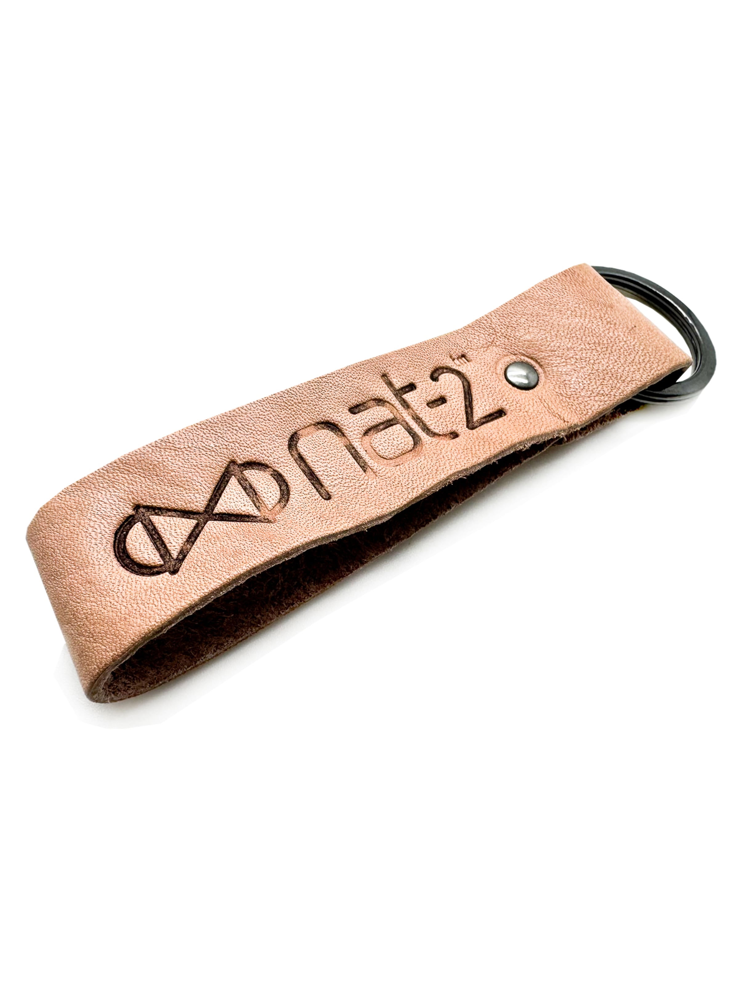 NAT-2 Key Ring 'nat-2™ Leather Keychain red wine' in Pink: front