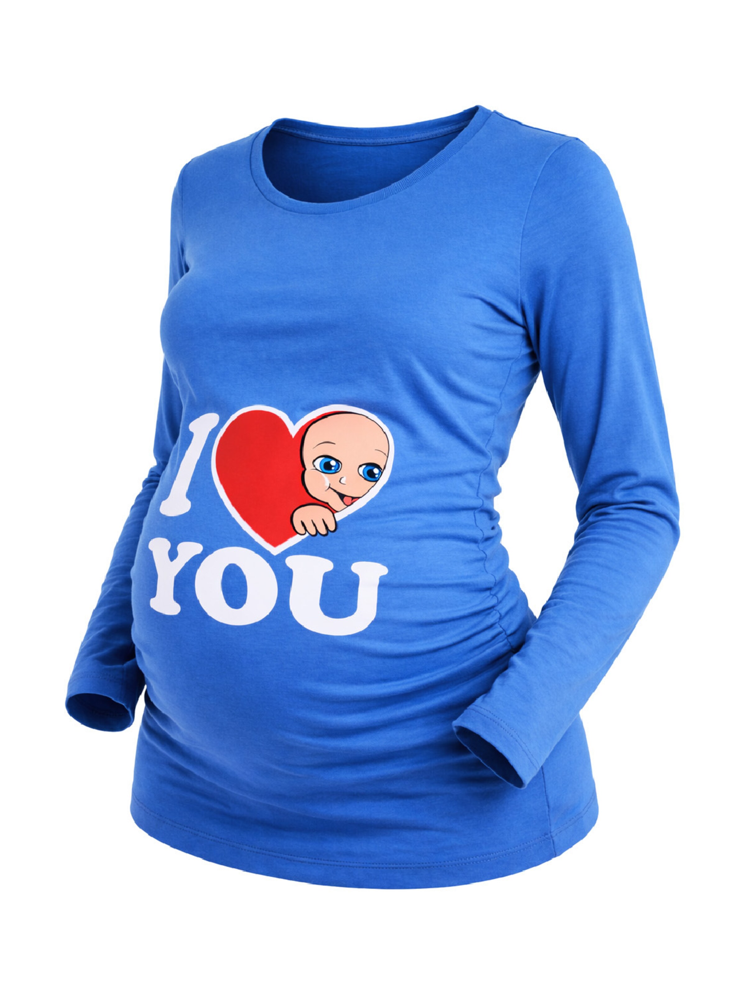 M.M.C. Shirt 'I Love You Umstandslangarmshirt' in Blue: front