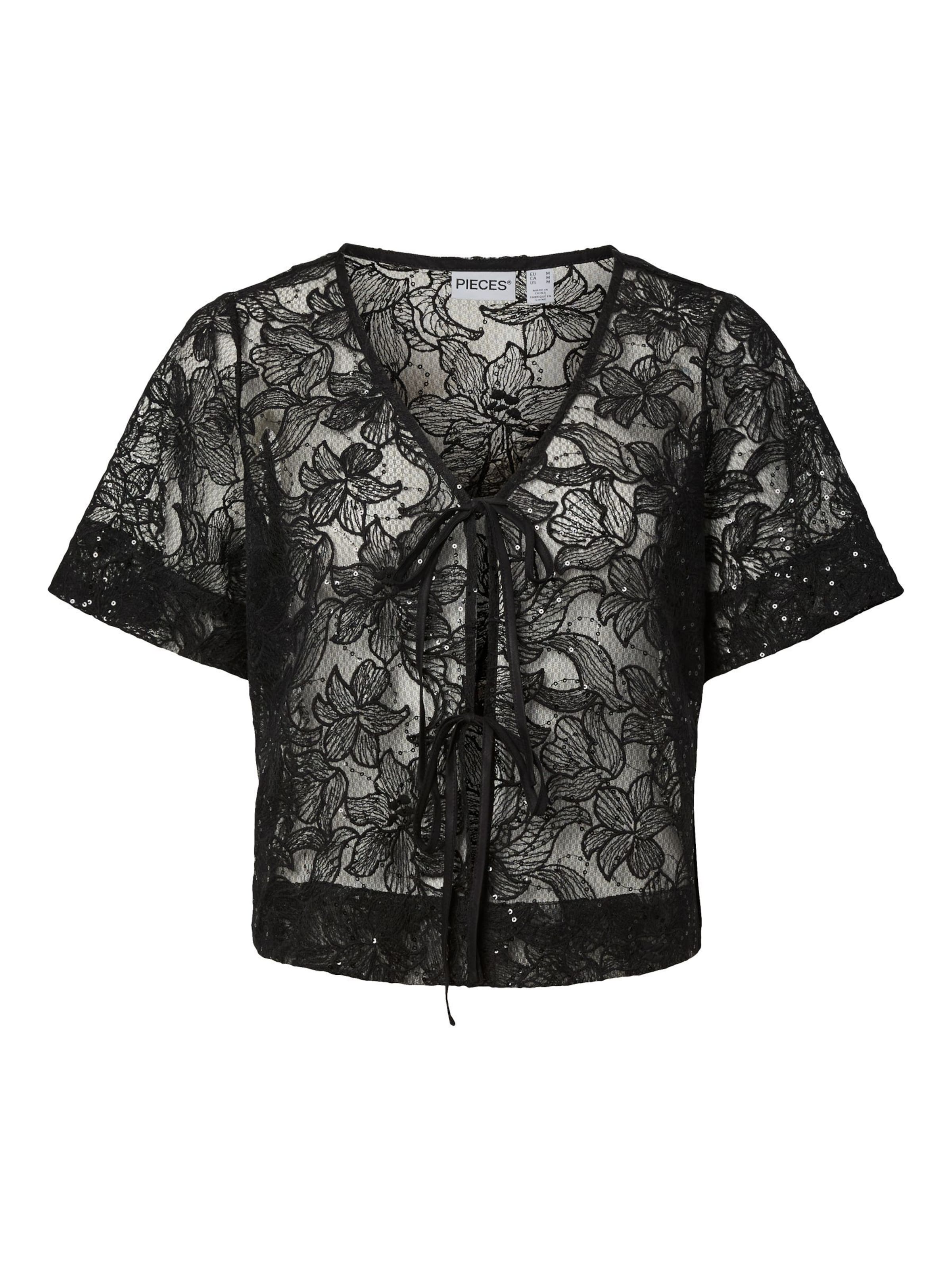 PIECES Bluse 'PCLOUISE' i sort: forside