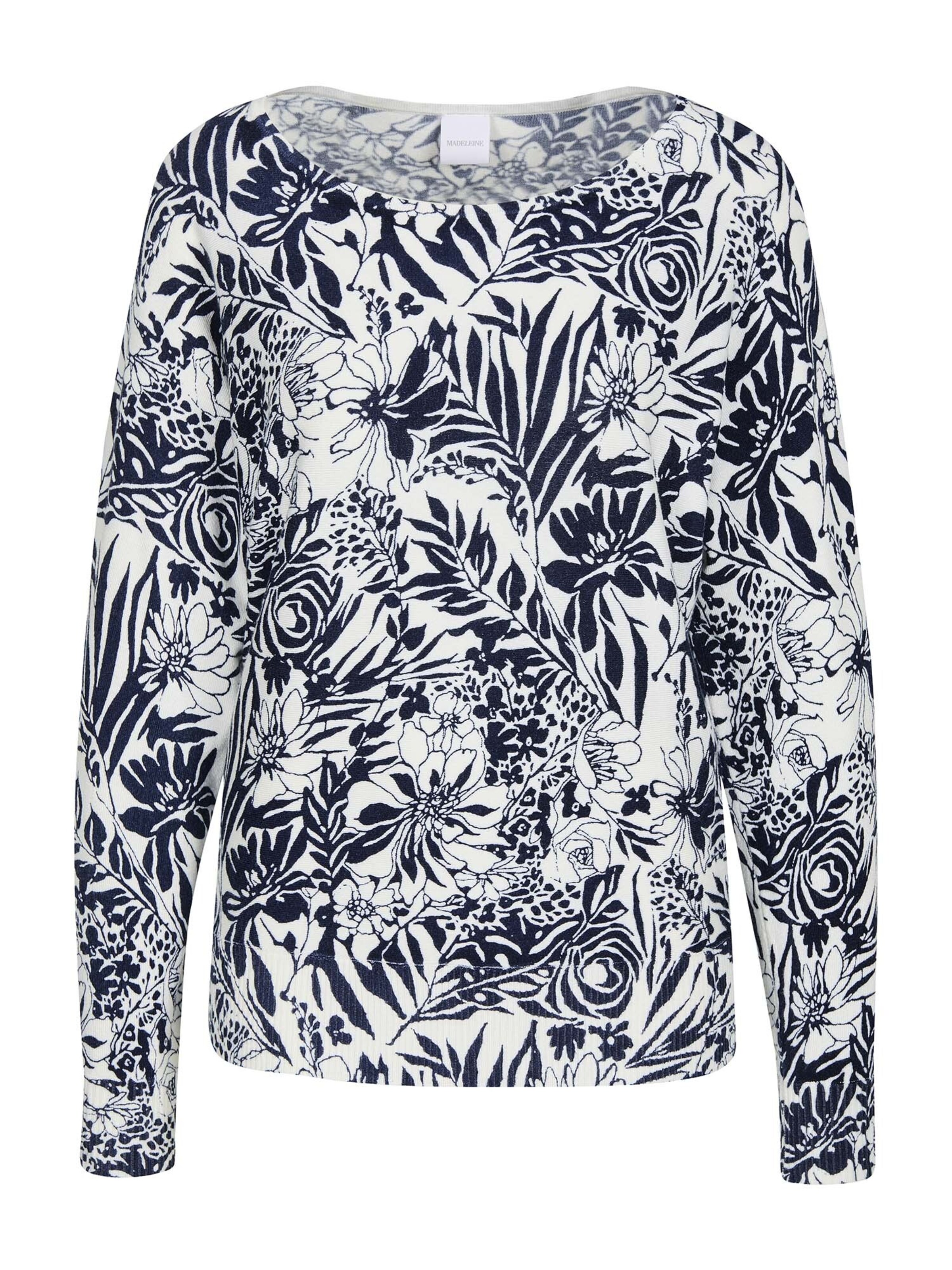 MADELEINE Pull-over en bleu foncé / blanc, Vue avec produit