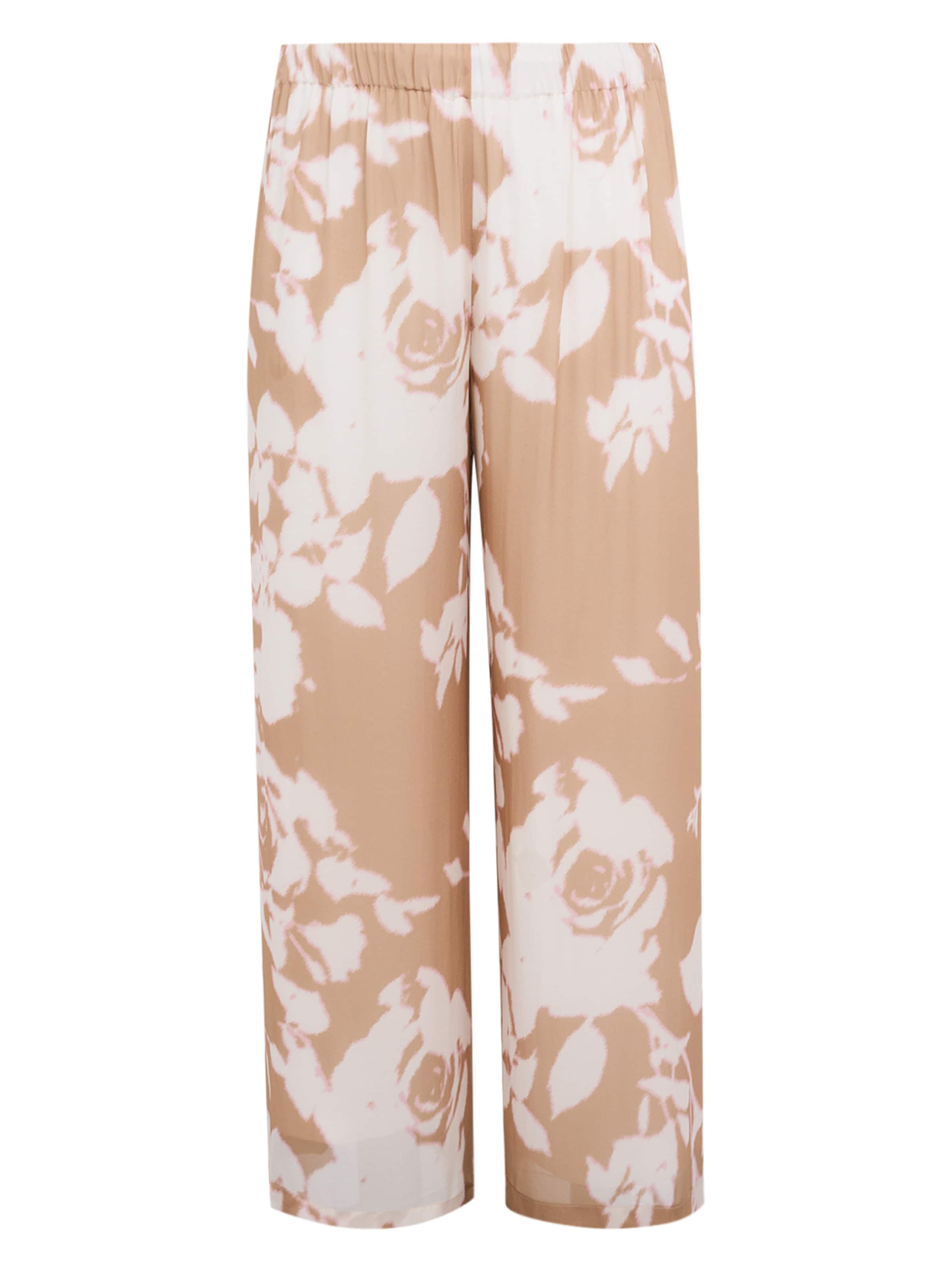 YOEK Wide leg Broek in Beige: voorkant