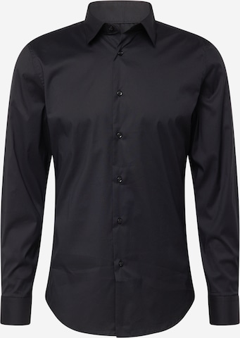 UNITED COLORS OF BENETTON Slim fit Button Up Shirt in Black: front