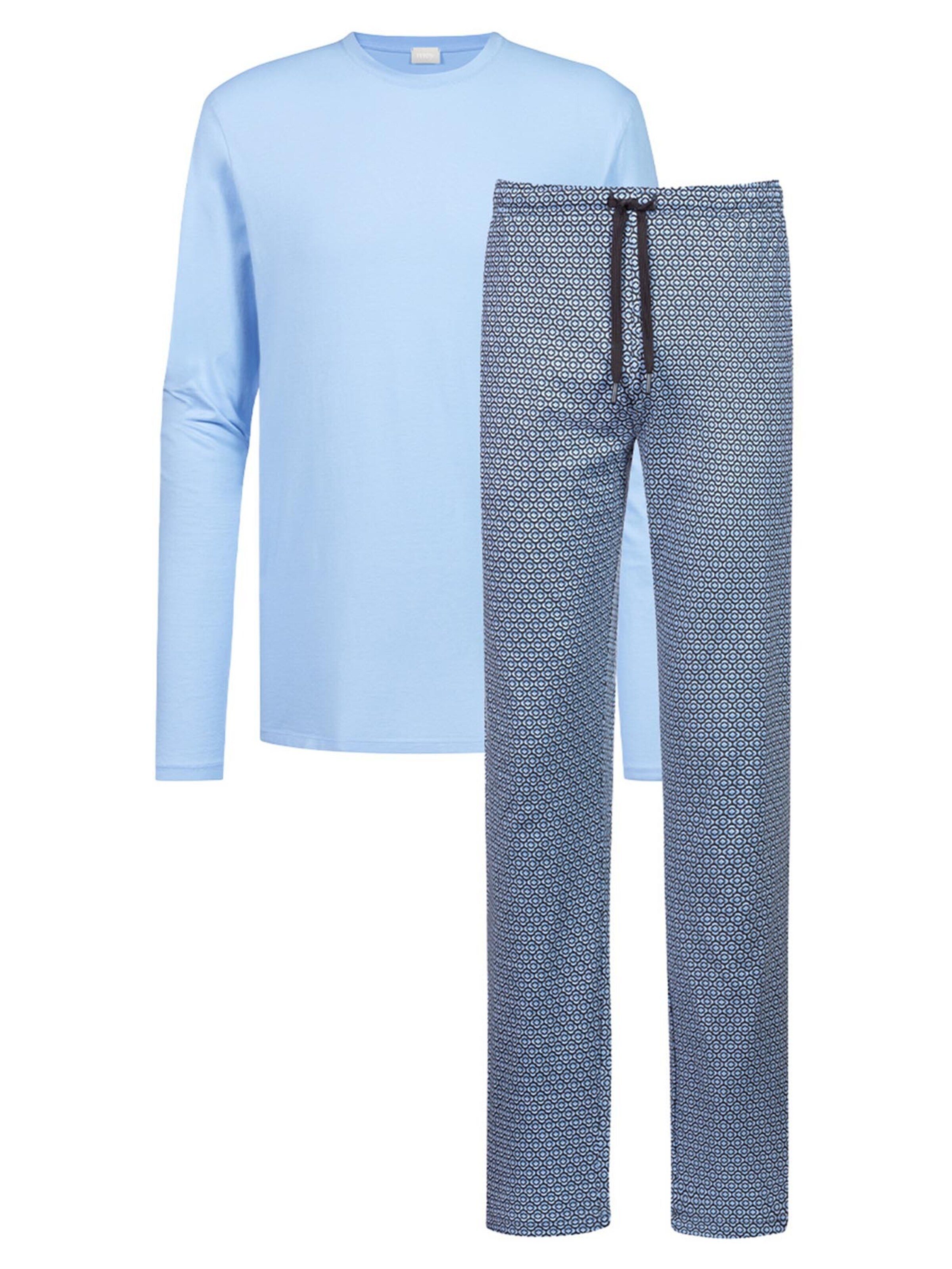 Mey Pyjama lang 'Round Geo'‌‌‌ in Blau: Vorderseite