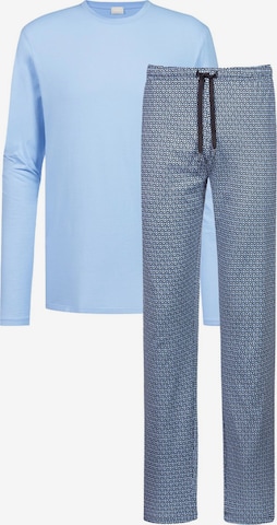 Mey Pyjama lang 'Round Geo' in Blau: Vorderseite