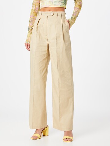 Wide leg Pantaloni con pieghe 'Poplin' di Nasty Gal in beige: frontale