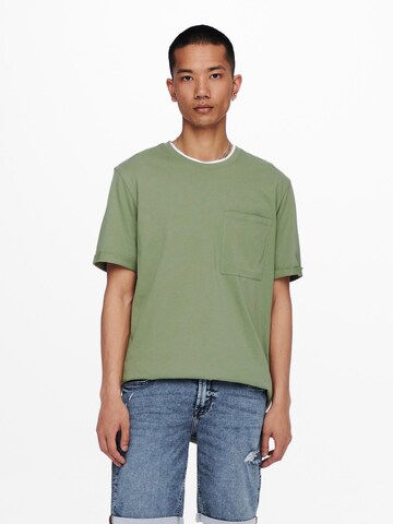 Coupe regular T-Shirt 'GAVIN' Only & Sons en vert : devant