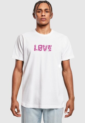 Merchcode T-Shirt 'Valentines Day - Flowers Love' in Weiß: Vorderseite