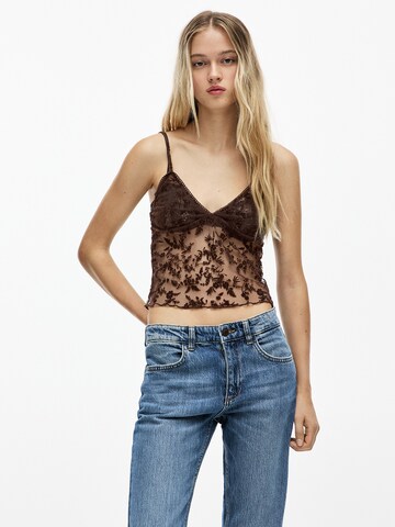 Pull&Bear Top - Hnedá: predná strana