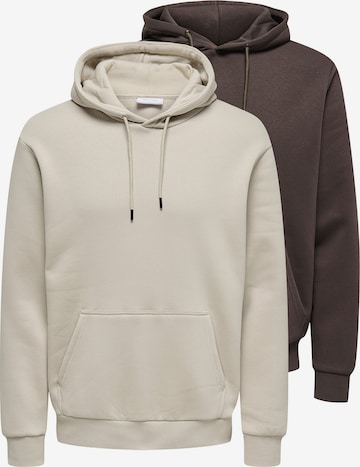 Only & Sons Sweatshirt 'Ceres' in Brown: front