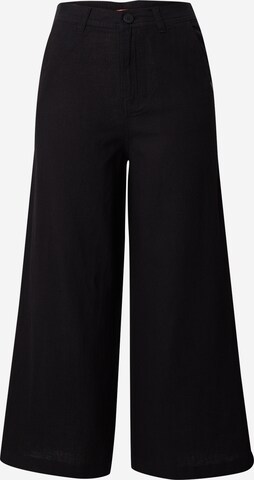 Wide leg Pantaloni de la QS pe negru: față