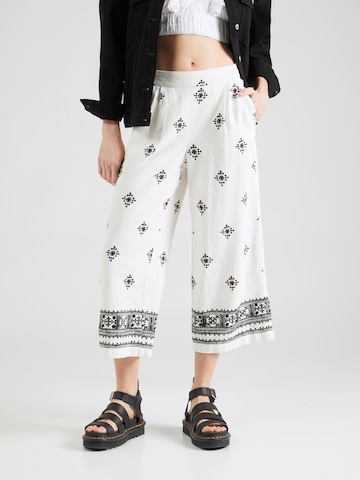 ONLY Wide leg Bandplooibroek 'CARISA' in Wit: voorkant