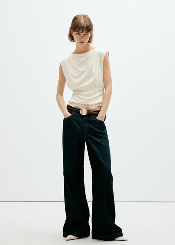MANGO Topp 'Lacy' i beige: framsida