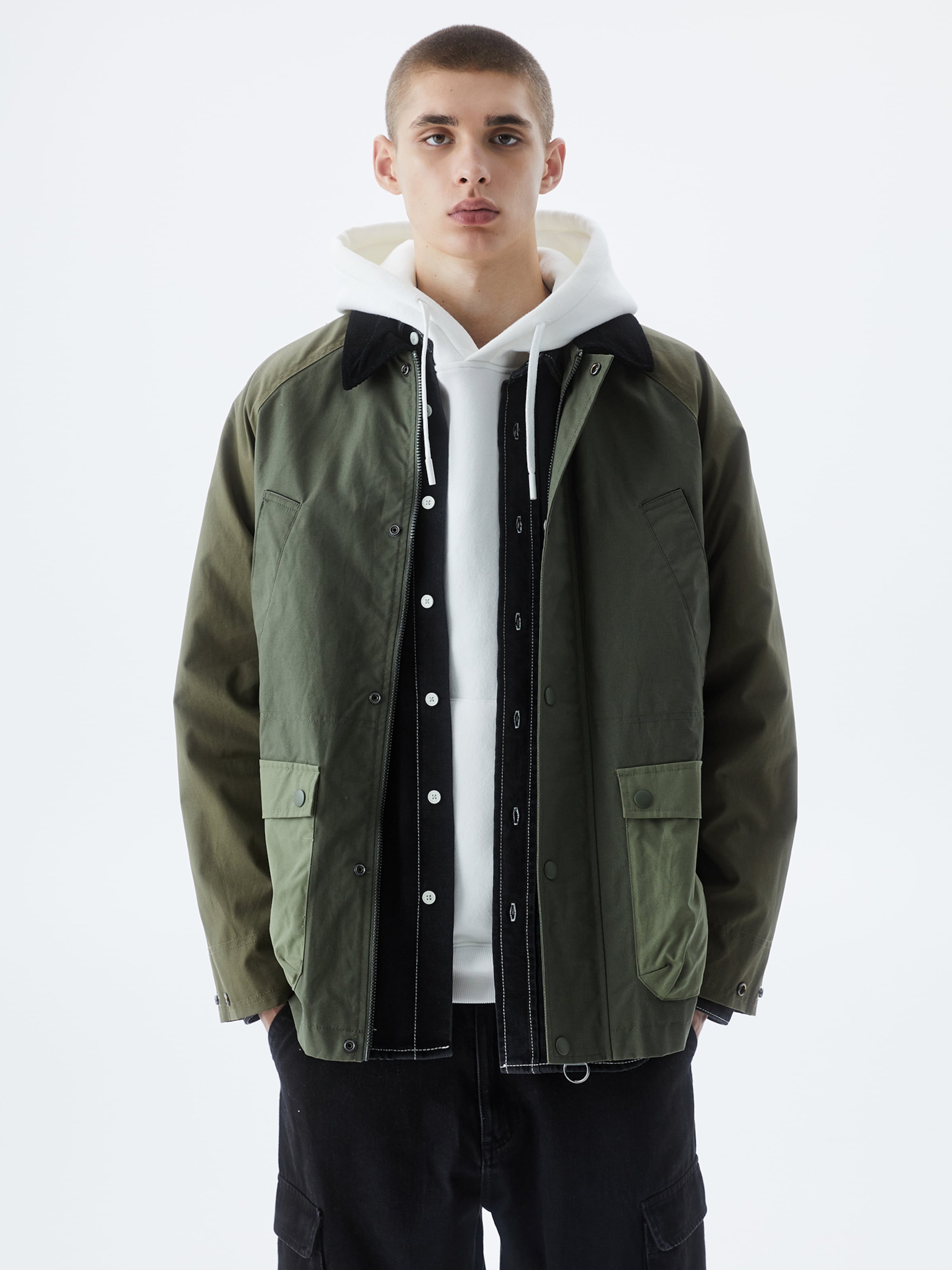 Pull&bear green jacket best sale