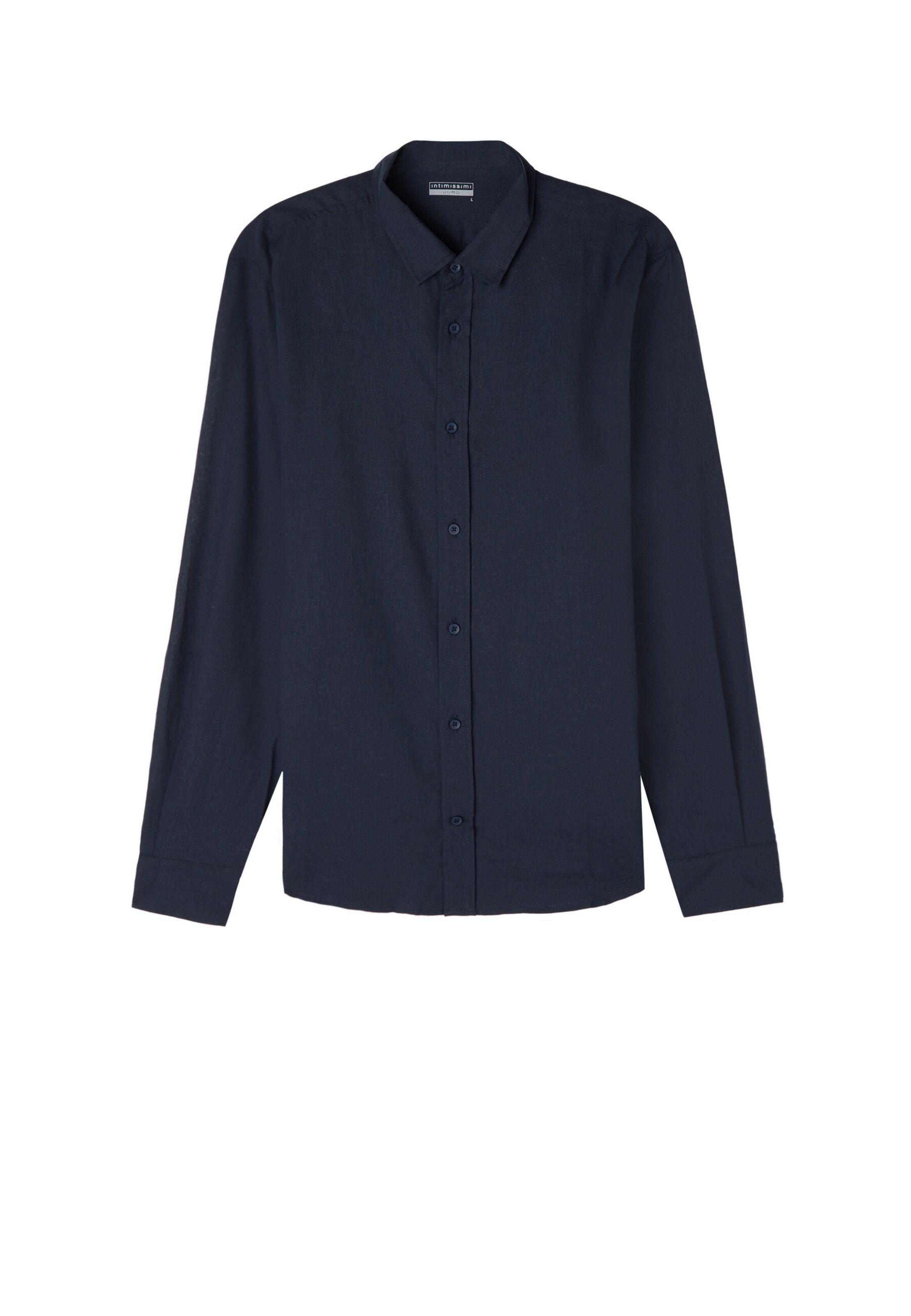 IUMAN Intimissimi Uomo Button Up Shirt in Blue: front