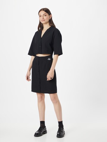 Calvin Klein Jeans Shirt Dress in Black: front