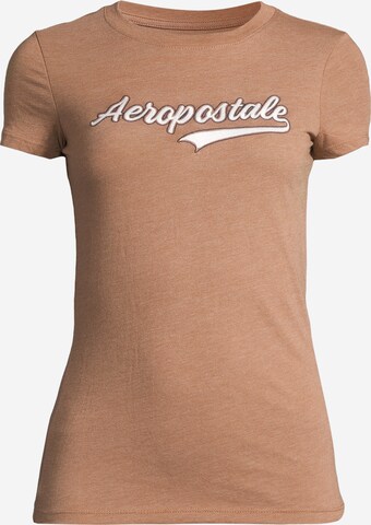 AÉROPOSTALE T-shirt 'JKI SCRIPT TAIL' i beige: framsida