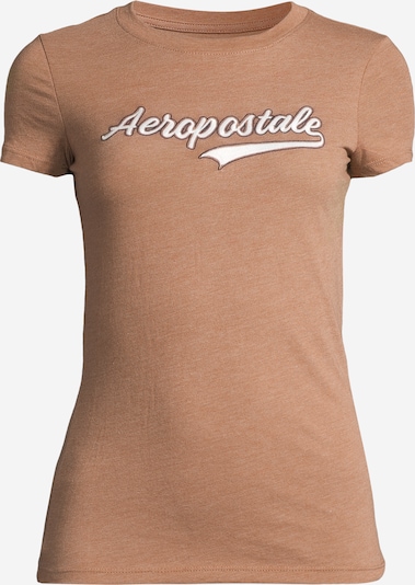 AÉROPOSTALE T-shirt 'JKI SCRIPT TAIL' en beige chiné / blanc, Vue avec produit