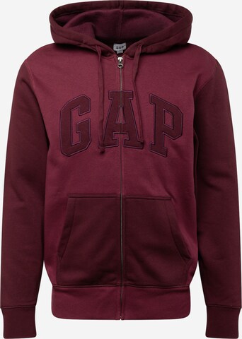 GAP Zip Up Hoodie HERITAGE in Burgundy ABOUT YOU