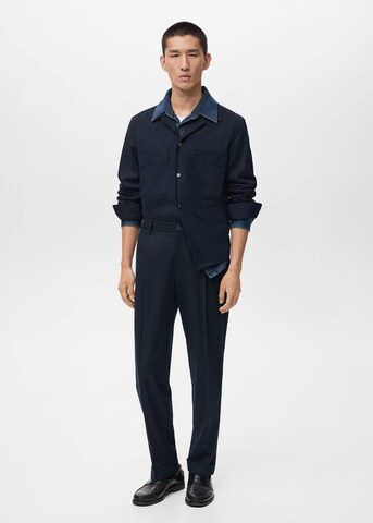 MANGO MAN Regular Pleat-Front Pants 'Milton' in Blue