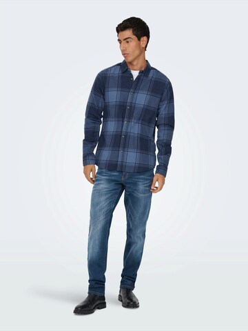 Slim fit Cămașă 'ONSGUDMUND' de la Only & Sons pe albastru