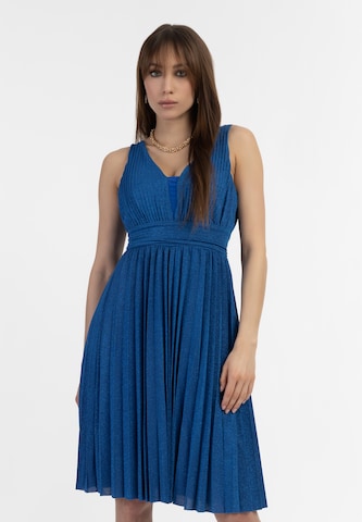 Robe de cocktail faina en bleu : devant