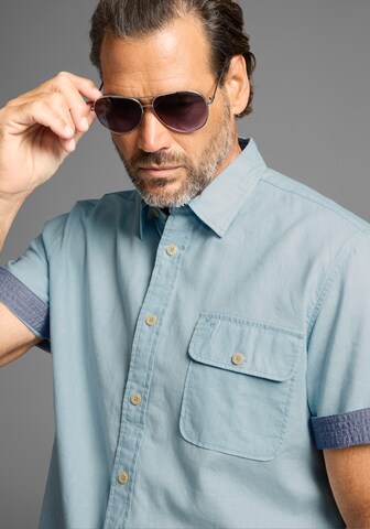 Man's World Comfort fit Button Up Shirt in Blue