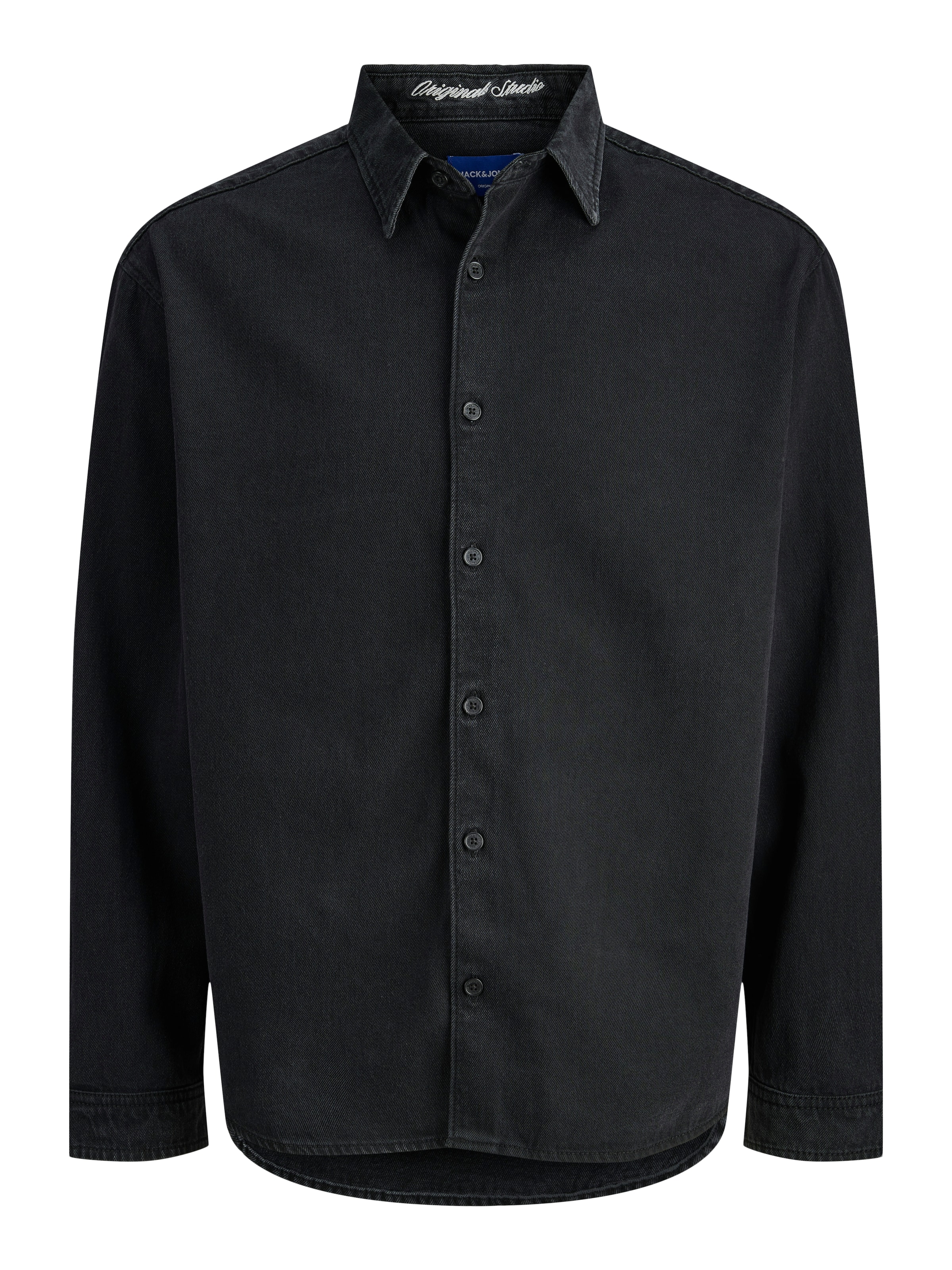 JACK & JONES Comfort fit Button Up Shirt in Black: front