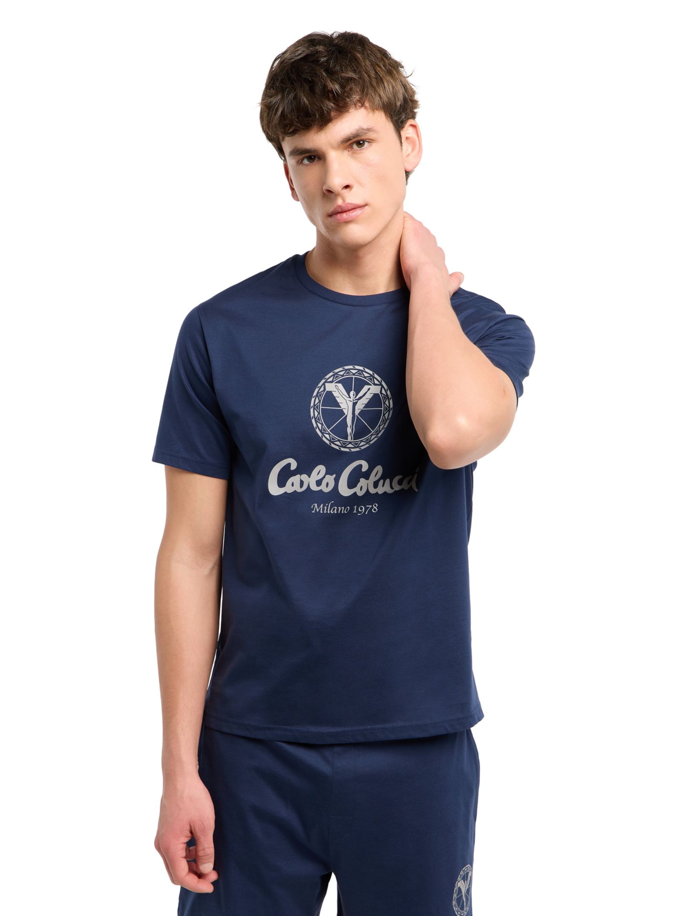 Carlo Colucci Pyjama kort ' Ferremi ' in Blauw: voorkant